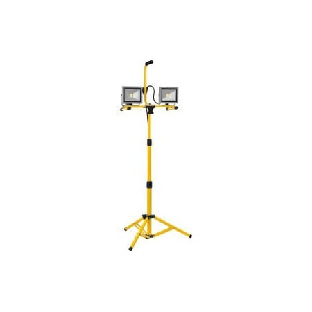 Global Equipment LED Dual Work Light w/Tripod, 20Wx2, 3200 Lumens, IP65, Yellow EBLED-20H(B)